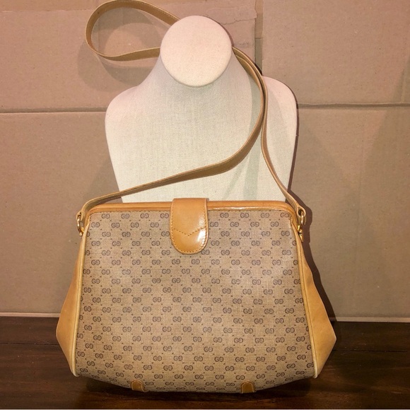 GUCCI GG Micro Guccissima Leather Coated Canvas Hinges Shoulder Bag Vintsge COA - Picture 13 of 17